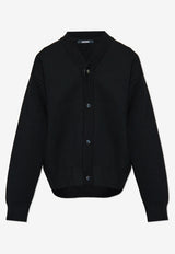 Jacquemus Ribbed Buttoned Wool Cardigan Black 246KN292 2359-990