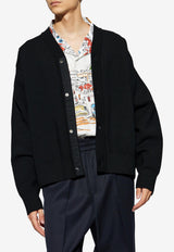 Jacquemus Ribbed Buttoned Wool Cardigan Black 246KN292 2359-990