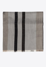 Ferragamo Logo Jacquard Striped Silk-Blend Scarf 520120 ST BIGLOGO 776137-STONE RED