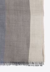 Ferragamo Logo Jacquard Striped Silk-Blend Scarf 520120 ST BIGLOGO 776136-MASCARPONE GREY