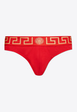 Versace Greca Border Thong with Medusa Motif Red AU100022 1A10011-A9X2