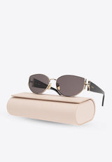 Chloé Marcie Round-Framed Sunglasses with Logo-Lettering Gray CH0260S 0-001