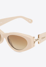Chloé Marcie Oval-Framed Sunglasses with Logo-Lettering CH0259S 0-004
