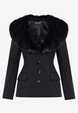 Dolce & Gabbana Single-Breasted Wool Jacket with Faux Fur Collar Black F27BRT FUBF1-N0000