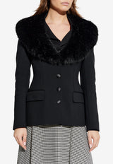 Dolce & Gabbana Single-Breasted Wool Jacket with Faux Fur Collar Black F27BRT FUBF1-N0000