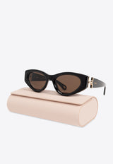 Chloé Marcie Oval-Framed Sunglasses with Logo-Lettering Brown CH0259S 0-001