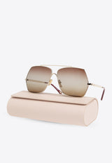 Chloé Aly Metal Square-Framed Sunglasses Brown CH0278S 0-001