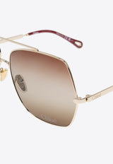 Chloé Aly Metal Square-Framed Sunglasses Brown CH0278S 0-001