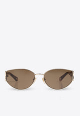 Chloé Marcie Round-Framed Sunglasses with Logo-Lettering Brown CH0260S 0-002