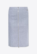 تنورة بحبكة مُضلّعة بطول منتصف الساق بسحّاب