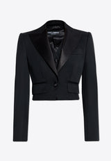 Single-Breasted Cropped Tuxedo Blazer