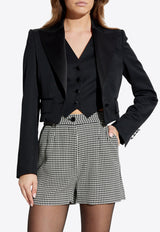Single-Breasted Cropped Tuxedo Blazer