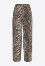GANNI Izey Leopard Print Straight-Leg Jeans Brown J1527 6508-943
