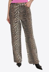 GANNI Izey Leopard Print Straight-Leg Jeans Brown J1527 6508-943