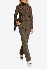 Fendi FF Jacquard Turtleneck Sweater Brown FZXC73 ASJT-F0GGE