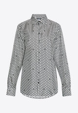 DG Logo Print Button-Up Silk Shirt