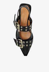 Croc-Embossed Leather Slingback Flats