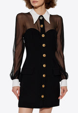 فستان قصير مخصر بياقة مُغايرة