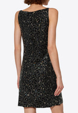 Leopard Print Embellished Mini Dress