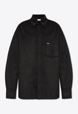 Ferragamo Long-Sleeved Button-Up Wool Shirt 143769 G 770929-NERO