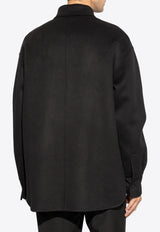 Ferragamo Long-Sleeved Button-Up Wool Shirt 143769 G 770929-NERO