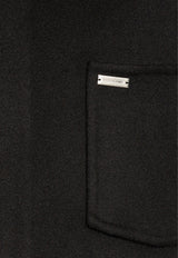 Ferragamo Long-Sleeved Button-Up Wool Shirt 143769 G 770929-NERO