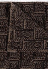 Ferragamo Scarf with monogram Brown 520124 SR KNITMONOG 778352-BROWN T MORO