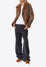 Alexander Mcqueen Aviator Shearling and Leather Short Jacket 808038 Q5AN2-2039