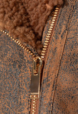 Alexander Mcqueen Aviator Shearling and Leather Short Jacket 808038 Q5AN2-2039