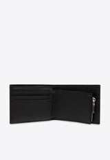 Logo Print Bi-Fold Leather Wallet