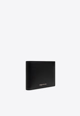 Logo Print Bi-Fold Leather Wallet