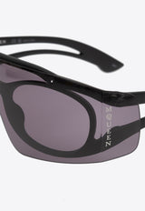 Alexander McQueen Two-Tone Shield Sunglasses Gray 810905 J0752-1056
