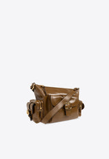 Shiny Leather Buckled Shoulder Bag