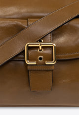 Shiny Leather Buckled Shoulder Bag