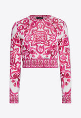 Dolce & Gabbana Majolica Print Cropped Silk Top FXL36T JAHJO-S9000