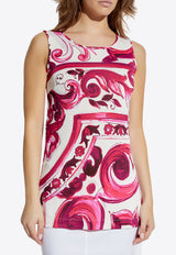 Majolica Print Sleeveless Silk Top