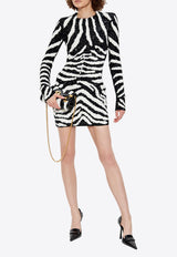 Balmain Zebra Motif Sequined Mini Dress Monochrome DFAR9344 PC52-EAB