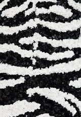 Balmain Zebra Motif Sequined Mini Dress Monochrome DFAR9344 PC52-EAB