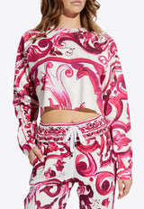 Dolce & Gabbana Majolica Print Cropped T-shirt F9N61T HS7MQ-HE3TN