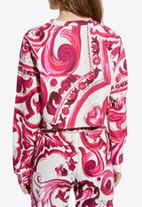 Dolce & Gabbana Majolica Print Cropped T-shirt F9N61T HS7MQ-HE3TN