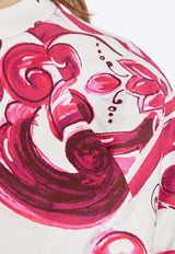 Dolce & Gabbana Majolica Print Cropped T-shirt F9N61T HS7MQ-HE3TN