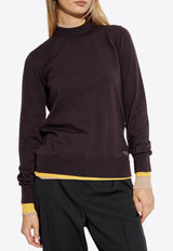 Layered-Trim Logo Sweater