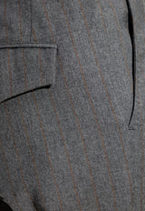 Tailored Pinstriped Wool-Blend Pants