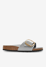 Birkenstock Madrid Big Buckle Leather Slides Gray 1029534 0-HIGH SHINE STONE COIN