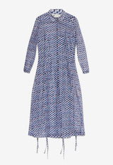 فسان شفاف بقَصة قميص بطبعة لؤلؤ وطول منتصف الساق