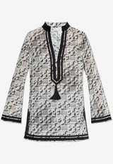 فستان تونيك قصير بشعار الماركة