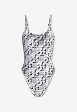 بدلة سباحة بطبعة شعار الماركة