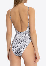 بدلة سباحة بطبعة شعار الماركة