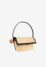Rond Carré Woven-Raffia Shoulder Bag
