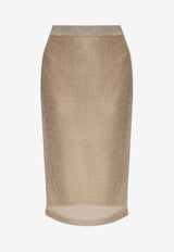 Lurex Mesh Midi Skirt